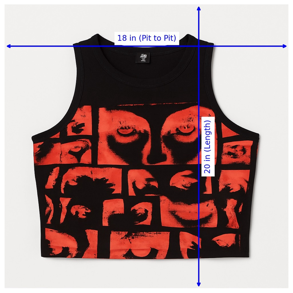 Women's SHEIN Crop Top Size M Black Red Graphic Print Sleeveless
232 - Picture 2 of 6